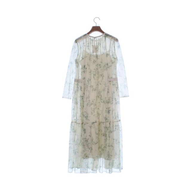 JILLSTUART(ジルスチュアート)のJILLSTUART ワンピース 2(M位) ベージュx緑(花柄) 【古着】【中古】 レディースのワンピース(ひざ丈ワンピース)の商品写真