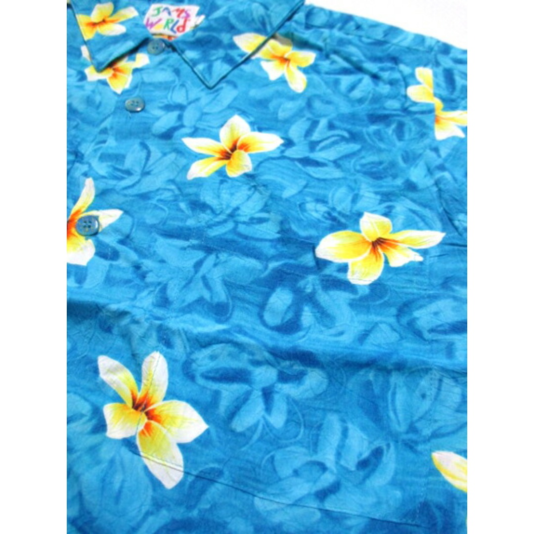 ジャムズワールド "花柄" レーヨン ハワイアンアロハシャツ 半袖 サイズ:XL ブルー