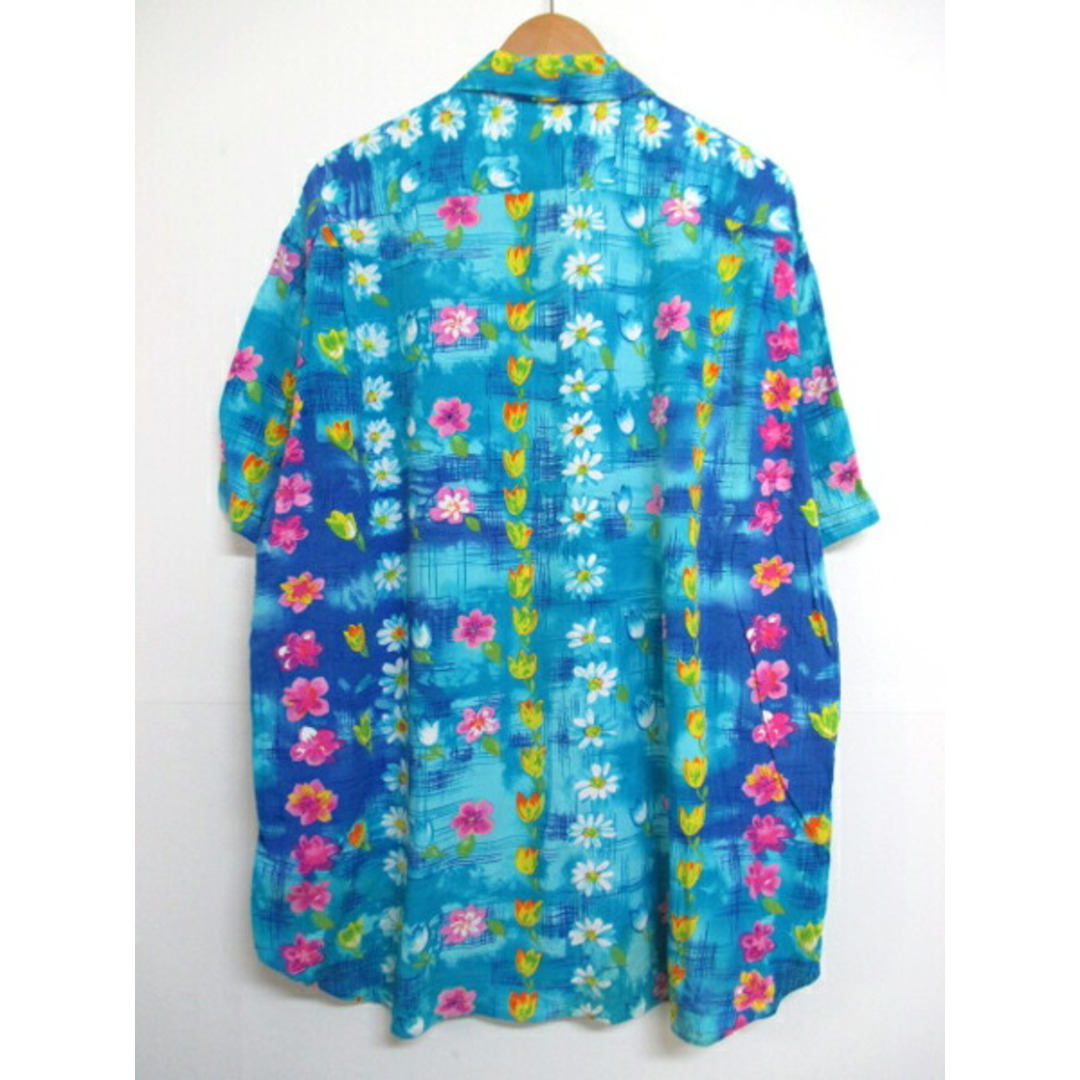 ジャムズワールド "花柄" レーヨン ハワイアンアロハシャツ 半袖 サイズ:XL ブルー