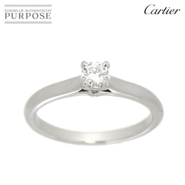 総重量３．９ｇカルティエ Cartier ソリテール ダイヤ 0.18ct E/IF/VG #52 リング Pt プラチナ 指輪【鑑定書・証明書付き】VLP 90178692