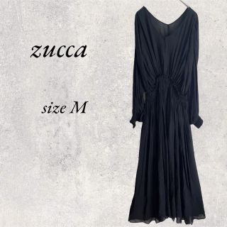 ズッカ(ZUCCa)のzucca シアー黒ロングワンピース　size M(ロングワンピース/マキシワンピース)