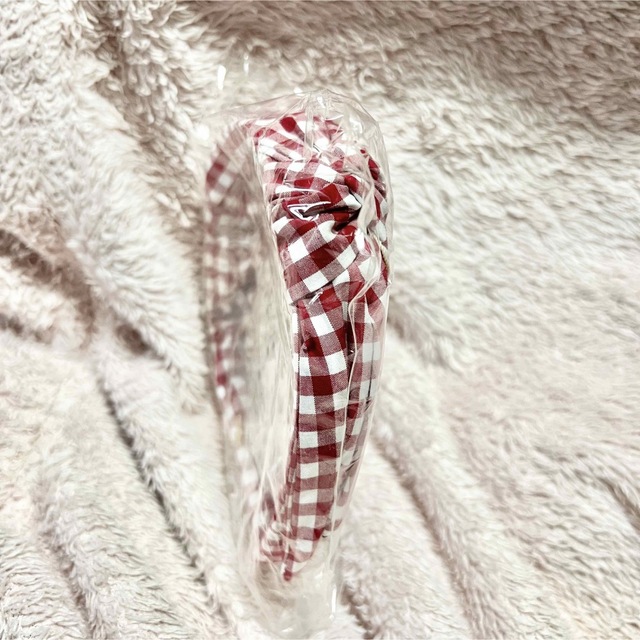 Ank Rouge(アンクルージュ)のアンクルージュ カチューシャ ギンガムチェック りぼん 赤 ロリータ レディースのヘアアクセサリー(カチューシャ)の商品写真