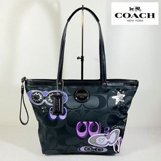 コーチ(COACH)のCOACH コーチ 総柄 スタッズ レザー キャンバス トートバッグ(トートバッグ)