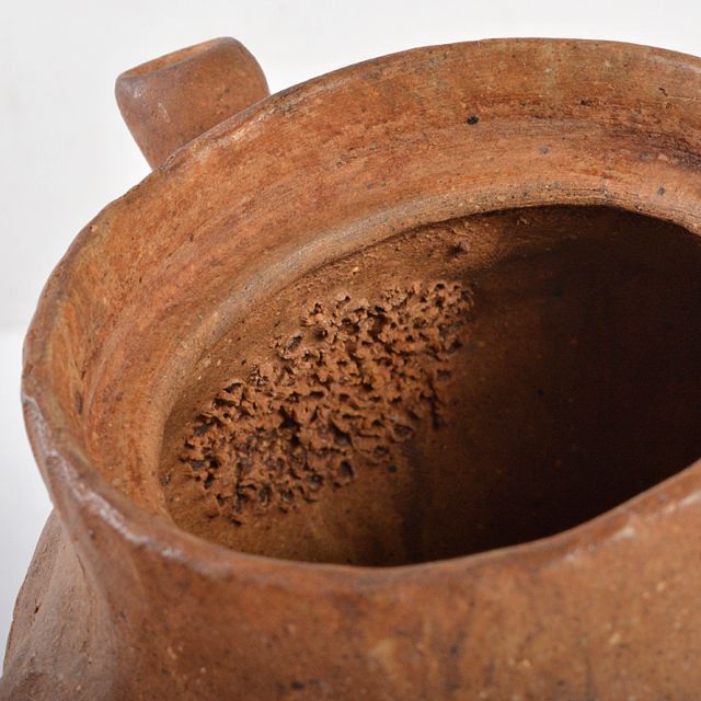 煎茶道具 萬古焼 古稀一光作 手捻 横手急須 茶壷 D R5471 煎茶道具 萬古焼 古稀一光作 手捻 横手急須 茶壷 D R5471