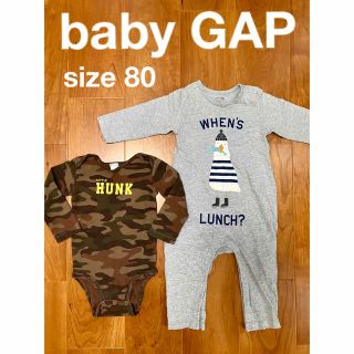 ベビーギャップ(babyGAP)のbaby GAPギャップ★長袖ロンパース/肌着★サイズ80★グレー/迷彩(ロンパース)