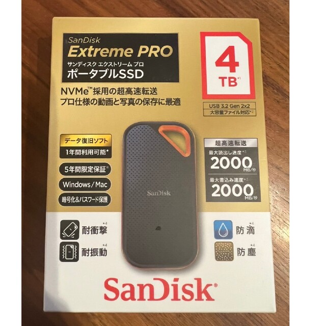 新品未開封！SanDisk Extreme PRO  ポータブルSSD 4TB