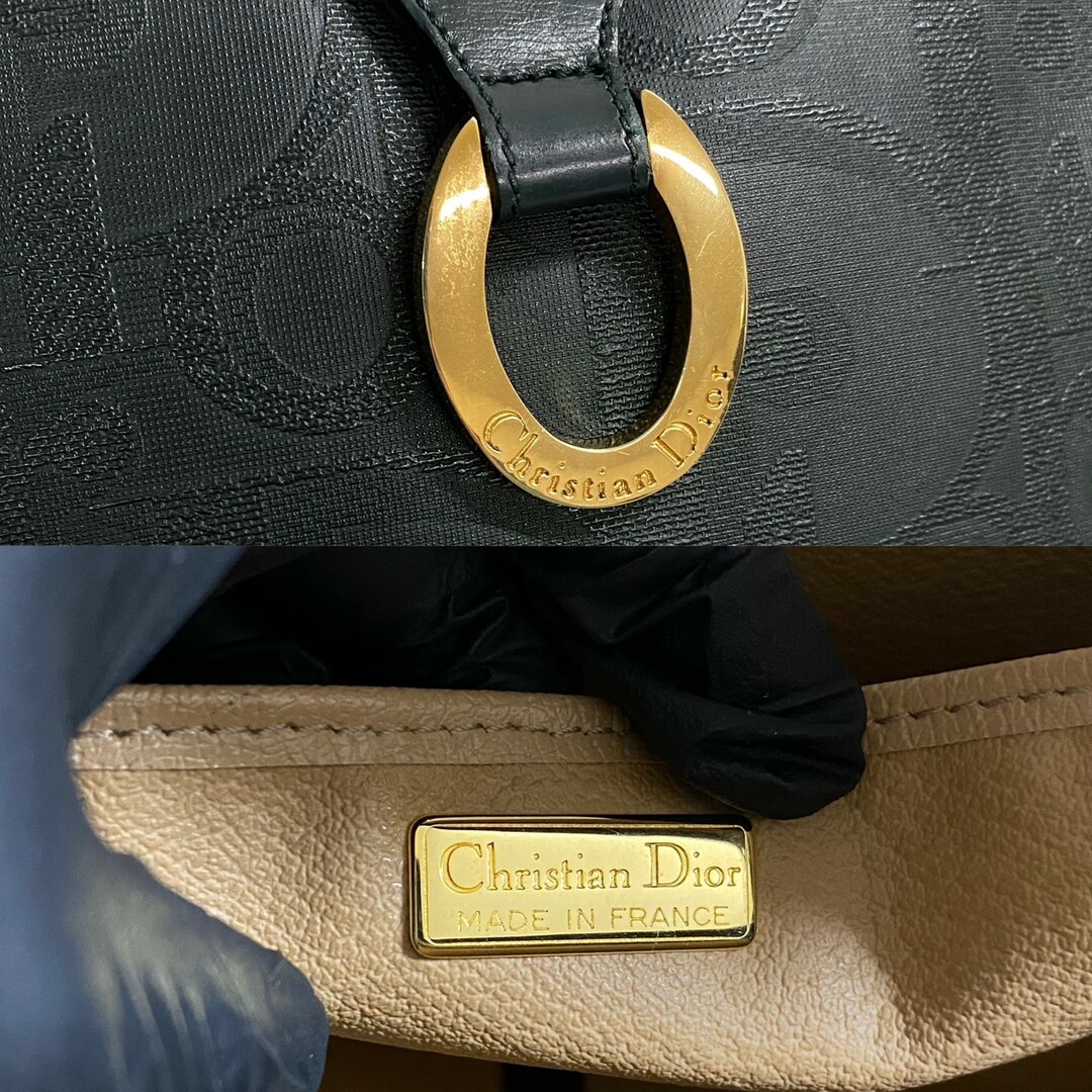 美品 希少品 Christian Dior ディオール ヴィンテージ サークルロゴ 金具 総柄 レザー 本革 ミニ ショルダーバッグ グリーン 66918