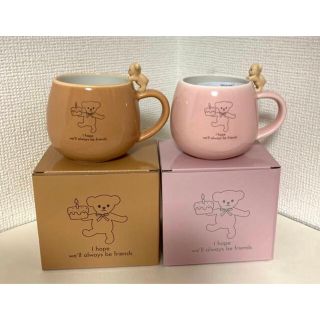 タリーズコーヒー(TULLY'S COFFEE)のタリーズコーヒー　ベアフルマグ　ピンク　ベージュ　セット(グラス/カップ)