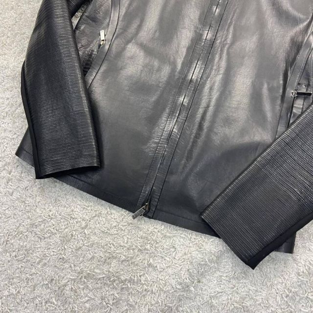 希少XL!!○エンポリオアルマーニ レザージャケット ライダース カウレザー-