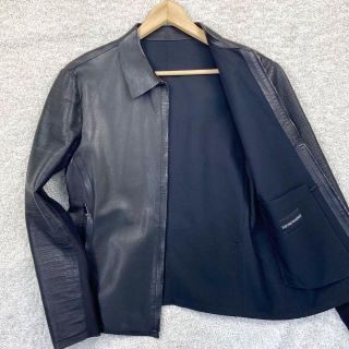 希少XL!!○エンポリオアルマーニ レザージャケット ライダース カウレザー-