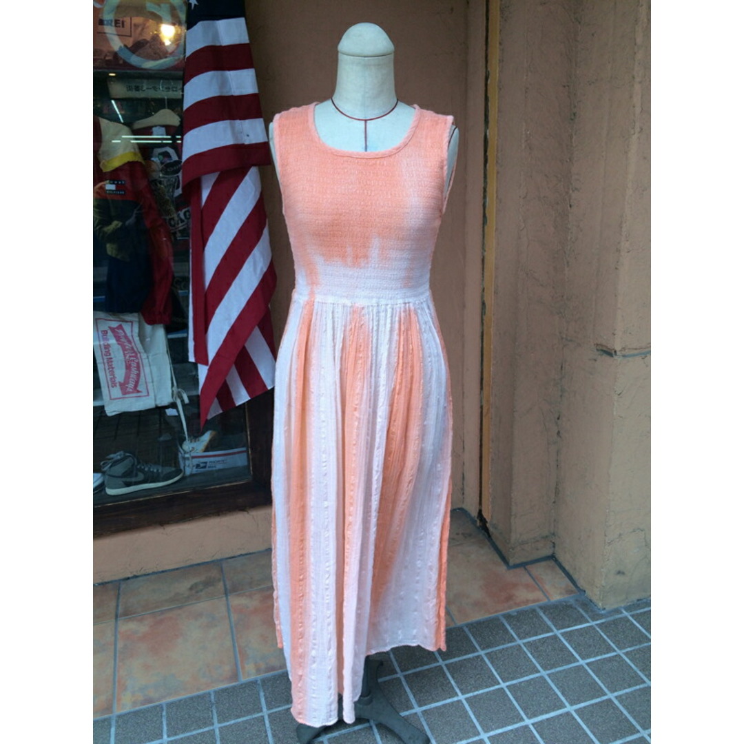 レディース Greece DRESS/ギリシャ ワンピース ドレス タイダイ染 オレンジ【SIZE:S-M位】【ワンピース】【ネグリジェ】【ヨーロッパ古着】【中古】 レディースのワンピース(その他)の商品写真