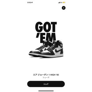 ジョーダン(Jordan Brand（NIKE）)のAir Jordan 1 high 85 black white (スニーカー)