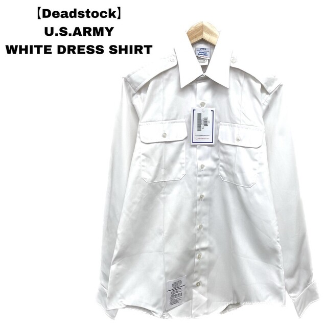 Deadstock U.S.ARMY DSCP Garrison Collection Dress Shirt アメリカ軍 ミリタリー ドレスシャツ ロングスリーブ 長袖 サイズ：15.5×34/35-A ホワイト MADE IN U.S.A デッドストック 新古品 the perfect fit 古着楽天市場店 メンズのトップス(シャツ)の商品写真