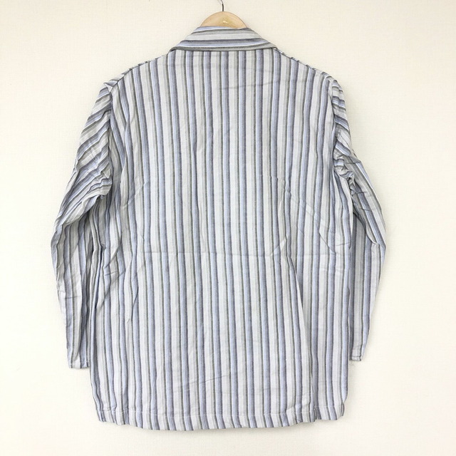 【Deadstock】Italian Prisoner Sleeping Shirt イタリア プリズナー スリーピング シャツ 長袖 ストライプ柄　サイズ：50 グレー×ネイビー×ブルー×ホワイト デッドストック
