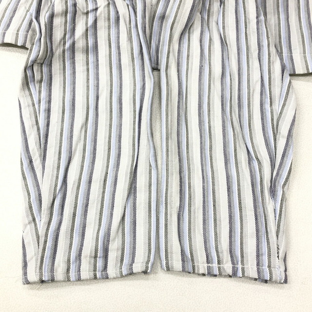 【Deadstock】Italian Prisoner Sleeping Shirt イタリア プリズナー スリーピング シャツ 長袖 ストライプ柄　サイズ：50 グレー×ネイビー×ブルー×ホワイト デッドストック