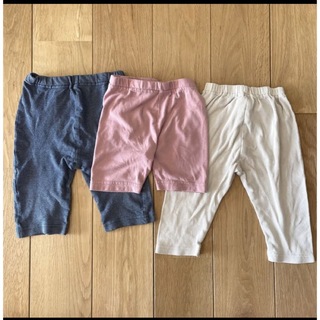 ニシマツヤ(西松屋)の　3枚組　80サイズ 保育園 レギンス　ハーフパンツ　半ズボン(パンツ)