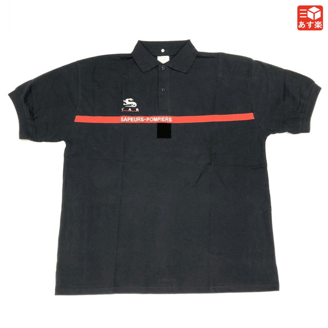 【Deadstock】BALSAN Sapeurs Pompiers S/S Polo Shirt サプルポンピエ フランス消防士 鹿の子ポロシャツ 半袖 刺繍　サイズ：128/XXXL ダークネイビー デッドストック