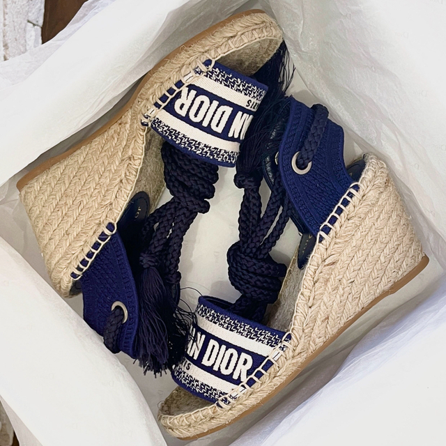 【新品未使用】Dior グランヴィル エスパドリーユ ウェッジソールサンダル