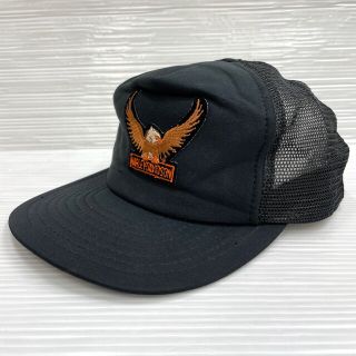 ハーレーダビッドソン(Harley Davidson)のハーレーダビッドソン HARLEY-DAVIDSON メッシュキャップ スナップバック ロゴ ワッペン サイズ：ONE SIZE FITS ALL ブラック古着 【中古】帽子 アウトドア ストリート(キャップ)