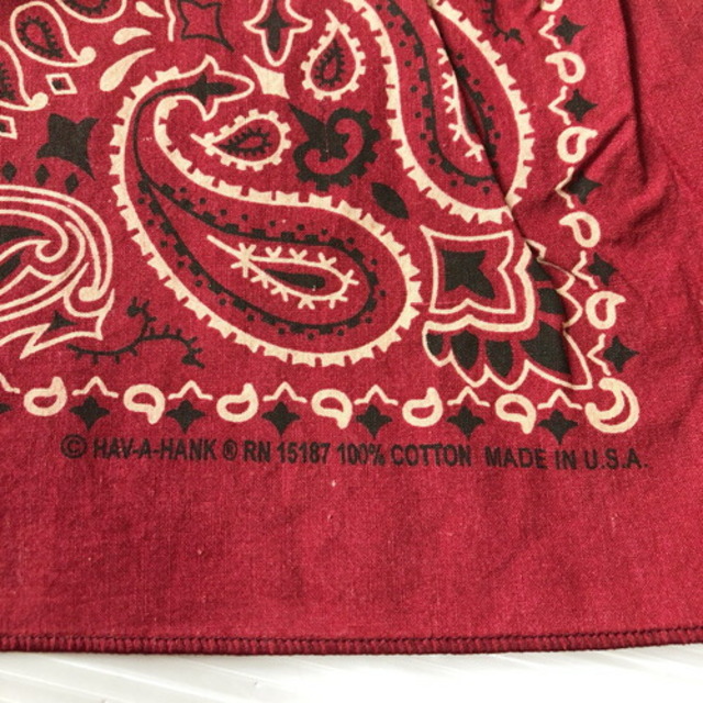 ハバハンク HAV-A-HANK Bandana Stole ペイズリー柄 バンダナ ストール エンジ Made in U.S.A　デッドストック Deadstock レディースのファッション小物(ハンカチ)の商品写真