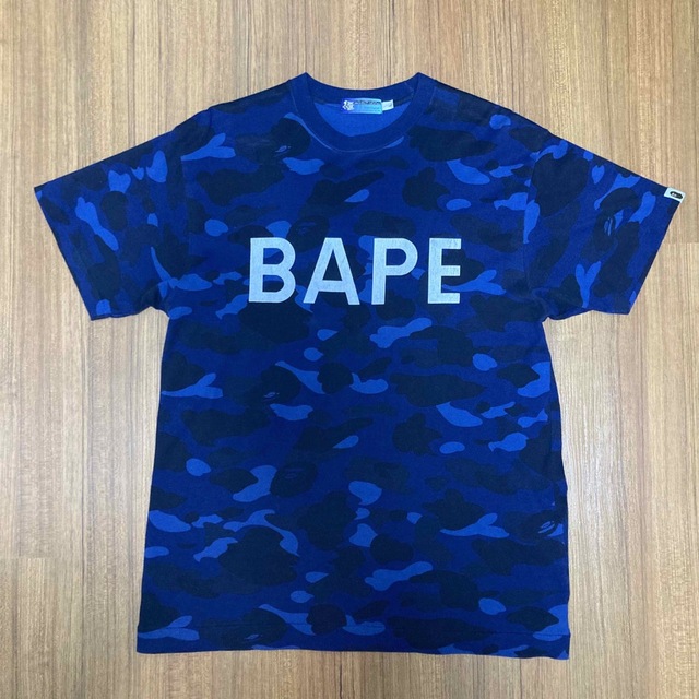 希少90'sABathingApeアベイシングエイプtシャツブルー青迷彩カモL