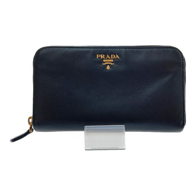 PRADA(プラダ)の□□PRADA プラダ サフィアーノ ラウンドファスナー財布  ブラック ハンドメイドのファッション小物(財布)の商品写真