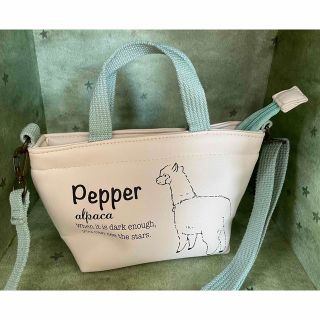 Pepper alpaca アルパカ柄 白×ペパーミント　ミニショルダーバッグ (ショルダーバッグ)