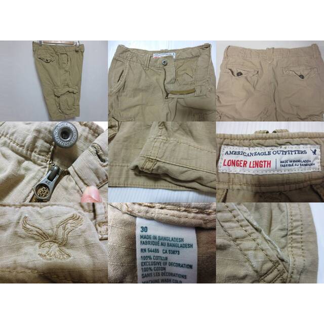 American Eagle(アメリカンイーグル)の【中古】 AMERICAN EAGLE/アメリカンイーグル USED加工 カーゴ ショートパンツ ベージュ 【W33】【ショーツ】【膝丈】【アウトドアスタイル/OUTDOOR】【野外フェス】 メンズのスーツ(スラックス/スーツパンツ)の商品写真