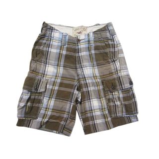 ホリスター(Hollister)の【中古】 HOLLISTER/ホリスター チェック柄 カーゴ ショートパンツ 茶系×水色×白×黄 【W31】【ショーツ】【膝丈】【アメブラ】【アウトドアスタイル/OUTDOOR】【野外フェス】(スラックス/スーツパンツ)