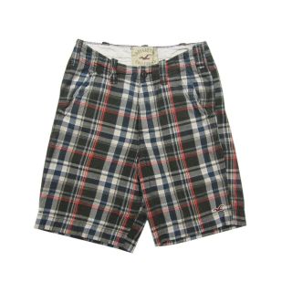 ホリスター(Hollister)の【中古】 HOLLISTER/ホリスター チェック柄 ショートパンツ オリーブ×紺×ベージュ×朱色 【W33】【ショーツ】【膝丈】【アメブラ】【アウトドアスタイル/OUTDOOR】【野外フェス】(スラックス/スーツパンツ)