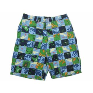 【中古】 Abercrombie & Fitch/アバクロンビー & フィッチ パッチワーク柄 ショートパンツ 青系×緑×オレンジ 【W35】【ショーツ】【アウトドアスタイル/OUTDOOR】【野外フェス】(スラックス/スーツパンツ)