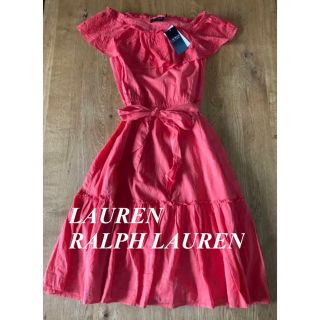 ポロラルフローレン(POLO RALPH LAUREN)のLAUREN ラルフローレン　フリル　ワンピース　小さめサイズ　米国購入　新品(ひざ丈ワンピース)