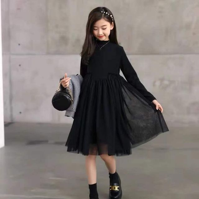 130 卒業式 服 長袖 ワンピース 子供服 女の子 2点セット ブラック キッズ/ベビー/マタニティのキッズ服女の子用(90cm~)(ワンピース)の商品写真