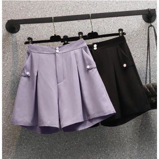 大きいサイズ　レディース　春夏 ショートパンツ　パープル3XL(4L)(ショートパンツ)