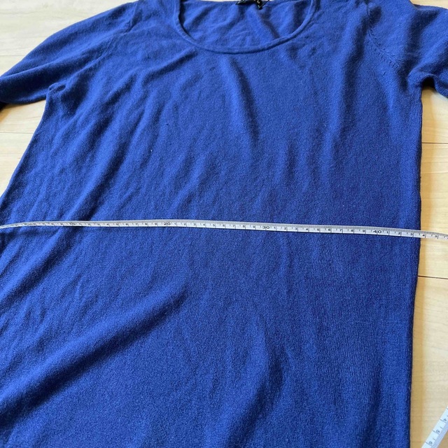 青　ロングニット　薄手 レディースのトップス(ニット/セーター)の商品写真