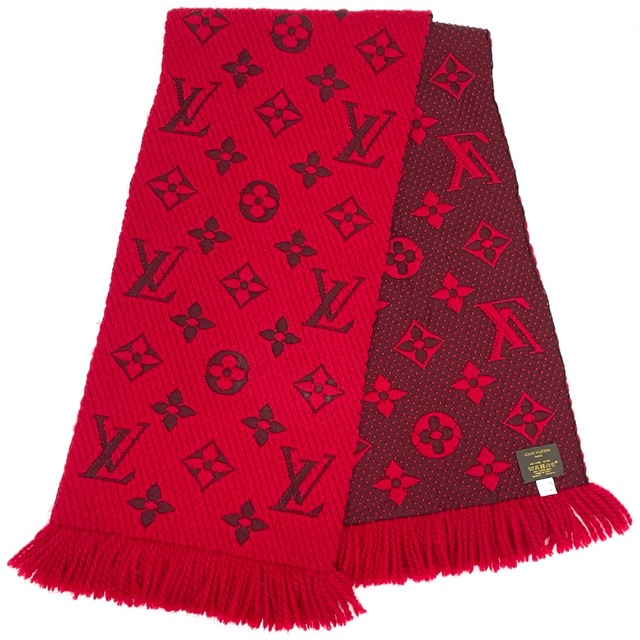 LOUIS VUITTON ルイヴィトン マフラー エシャルプ・ロゴマニア レッド
