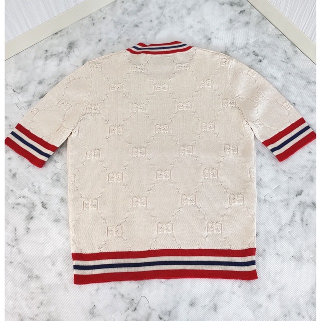 値下げ 新品!グッチ GUCCI 半袖 ニット XS オフホワイト GG柄