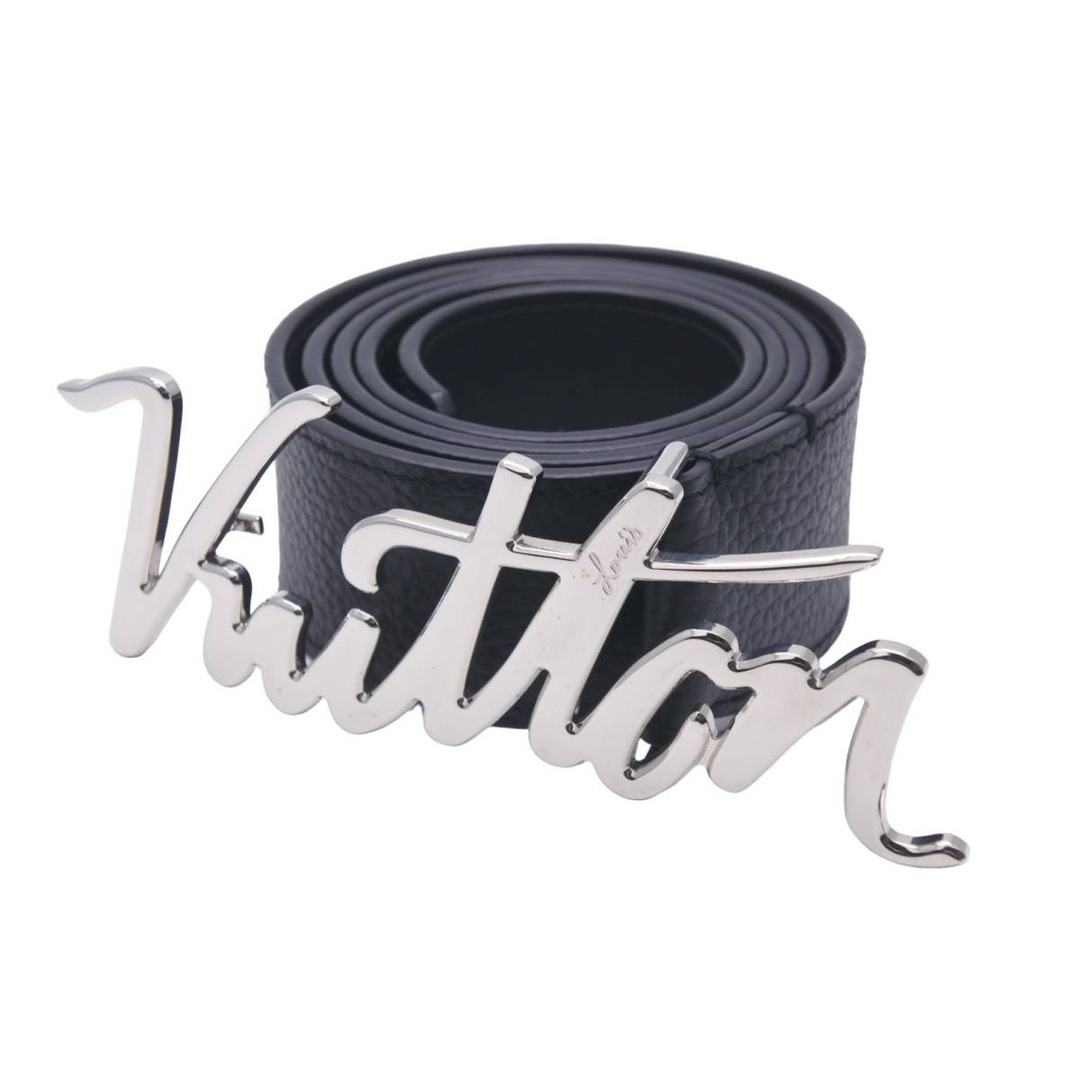 LouisVuitton ルイヴィトン ベルト サンチュール LVオートグラフ ロゴ レザー ブラック シルバー金具 M0187 95/38 美品  中古 46589 | フリマアプリ ラクマ