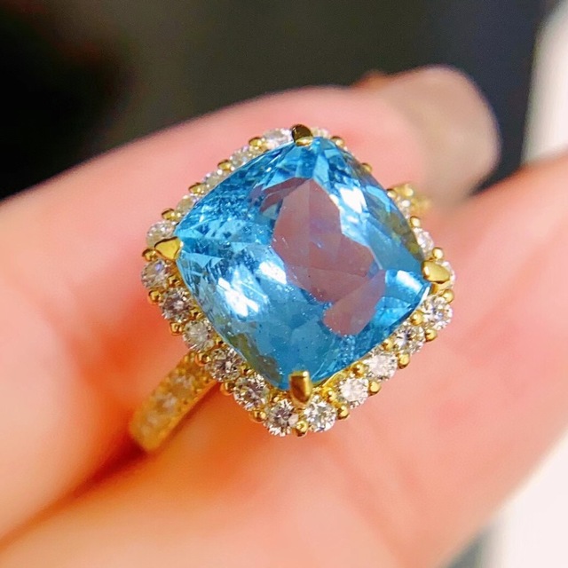 天然アクアマリン ダイヤ リング4.9ct k18 ^ | www.tspea.org