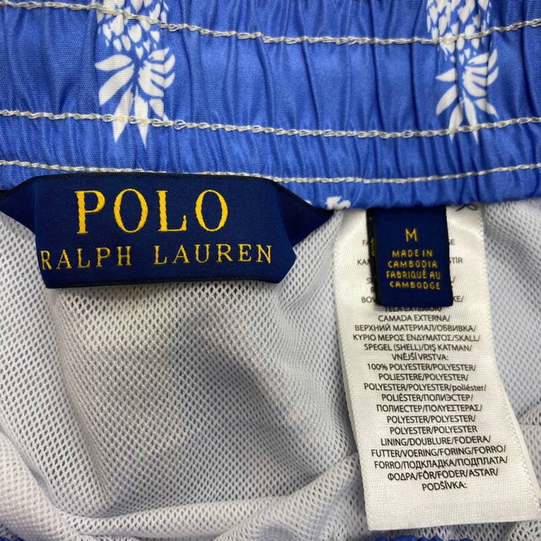 Ralph Lauren(ラルフローレン)のポロ ラルフローレン POLO RALPH LAUREN スイム ショートパンツ ボードショーツ パイナップル柄 プリント 総柄　サイズ：M スカイブルー×ホワイト 新品 メンズのスーツ(スラックス/スーツパンツ)の商品写真