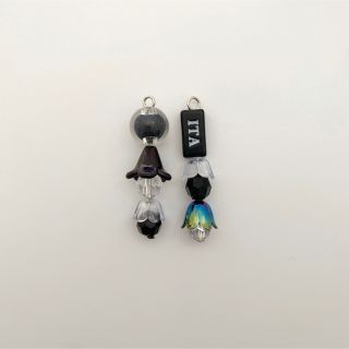 ハンドメイド ピアス イヤリング オタ活 推し活 韓国 黒 ブラック #B(ピアス)