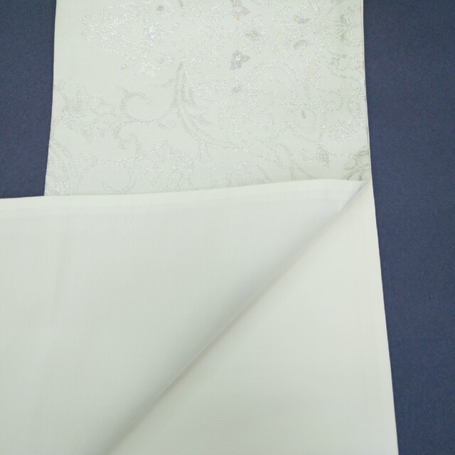 袋帯 白銀 ヨーロピアン ラメ箔 - 帯