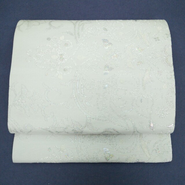 袋帯 白銀 ヨーロピアン ラメ箔