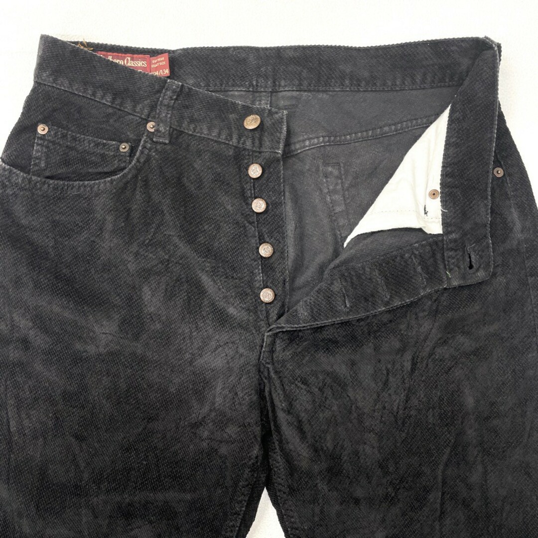 マルボロ クラシックス Marlboro Classics ベロアパンツ テーパード 無地 サイズ:W34 L29.5 チャコール系 MADE IN ITALY 【中古】別珍 ベッチン CLUB MONACOベロアパンツ 34表記 ボタン欠品