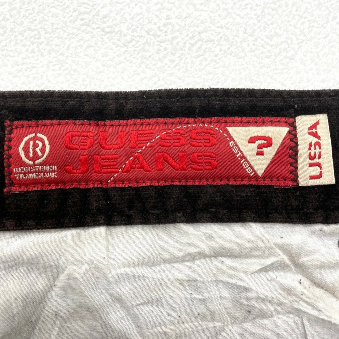 GUESS(ゲス)のゲス ジーンズ GUESS JEANS ベロアパンツ ストレート 無地 サイズ：W35 L31 ダークブラウン 【中古】別珍 ベッチン メンズのスーツ(スラックス/スーツパンツ)の商品写真