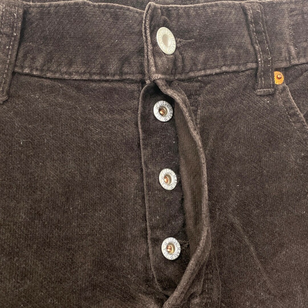 GUESS(ゲス)のゲス ジーンズ GUESS JEANS ベロアパンツ ストレート 無地 サイズ：W35 L31 ダークブラウン 【中古】別珍 ベッチン メンズのスーツ(スラックス/スーツパンツ)の商品写真