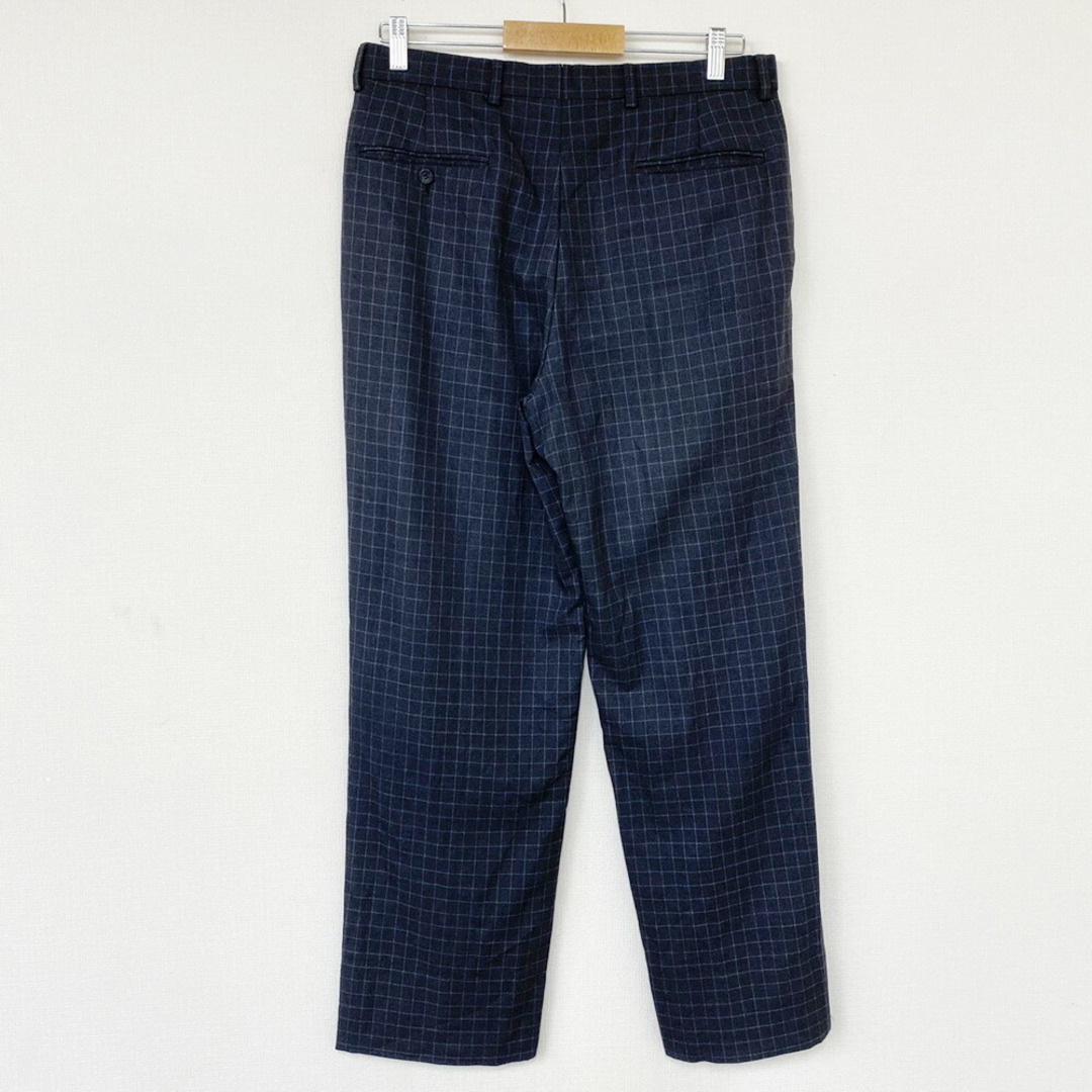 ブルックスブラザーズ BROOKS BROTHERS ウール スラックス ツータック テーパード パンツ チェック柄 サイズ:W33 L29 チャコールグレー 【中古】