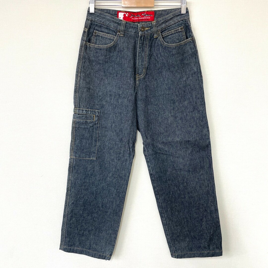 MLB Jeans デニム カーゴ パンツ テーパード 色落ち ロゴ 刺繍 サイズ：W30 L29 インディゴ