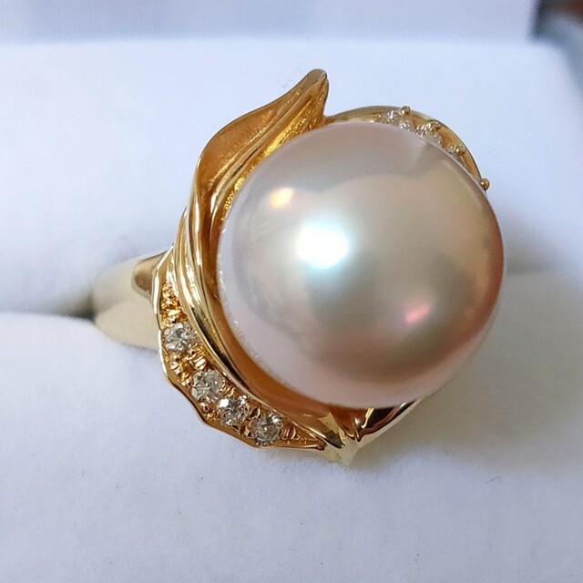 ダイヤモンド×パール 白蝶真珠 リング K18YG 0.14ct 11.1g | site