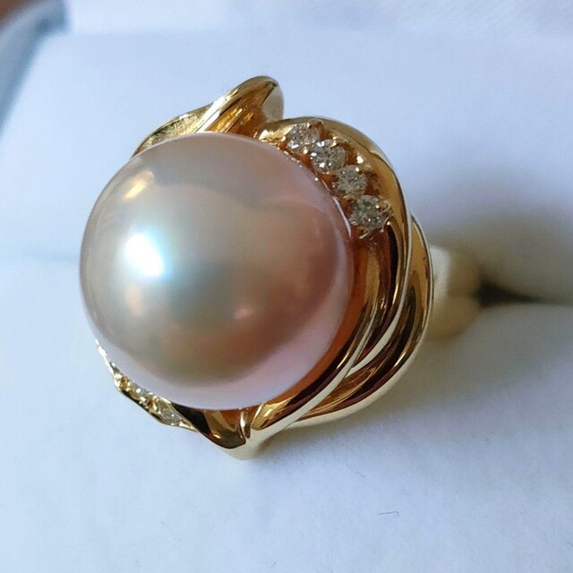 ダイヤモンド×パール 白蝶真珠 リング K18YG 0.14ct 11.1g | site